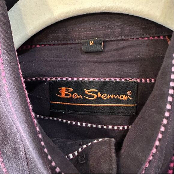 Ben Sherman Men's M Black Red Striped Long Sleeve Button-Up Standard Shirt - Picture 3 of 10